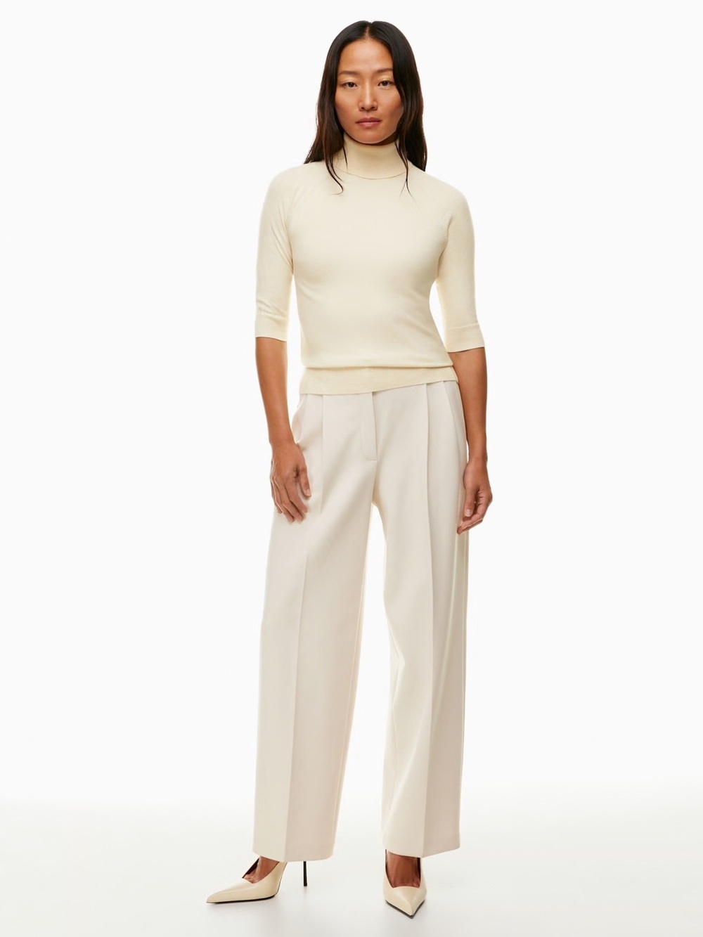 Babaton Botero Knit Mockneck Sweater - Birch / Cream / Ivory